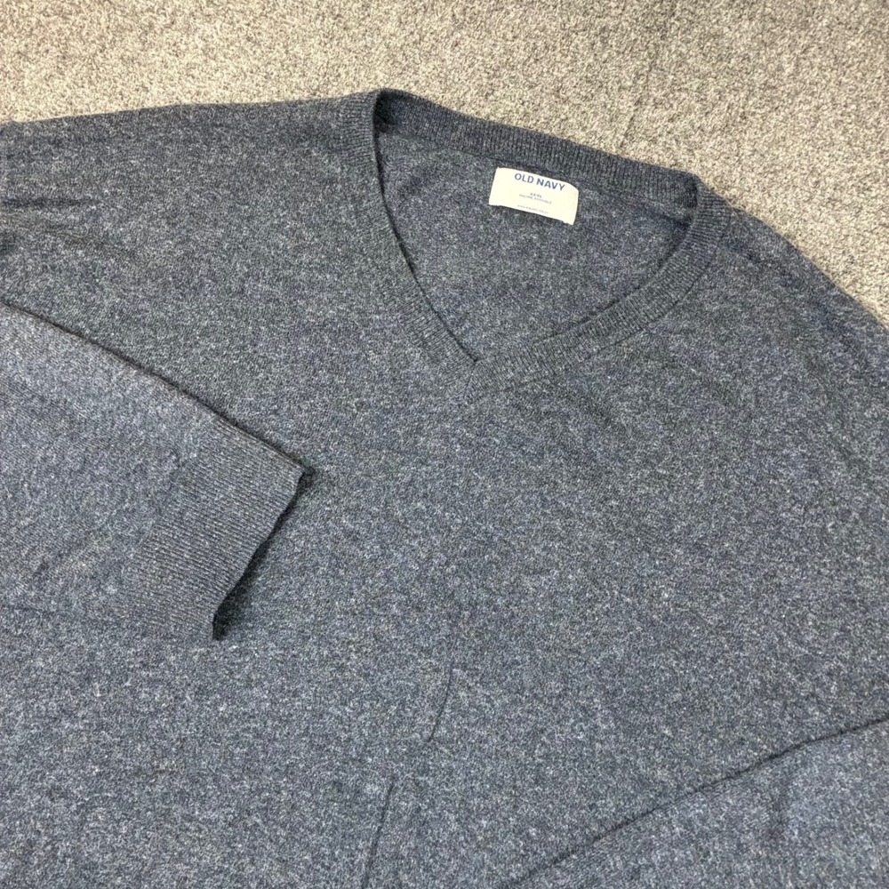 Old Navy Mens Size 3XL XXXL V-Neck Sweater Heathered Gray Knit Pullover